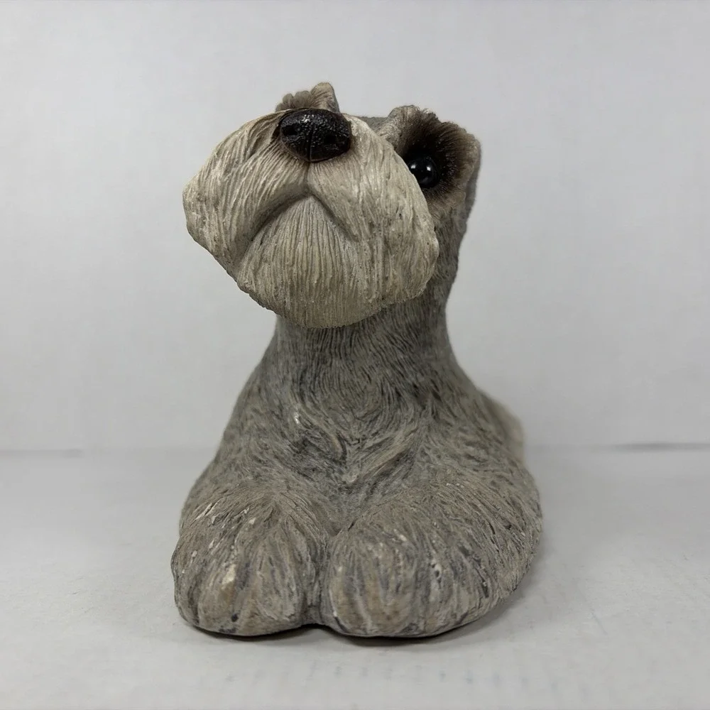 Vintage 1981 Sandicast Schnauzer Dog Figurine Sculpture Signed Sandra Brue